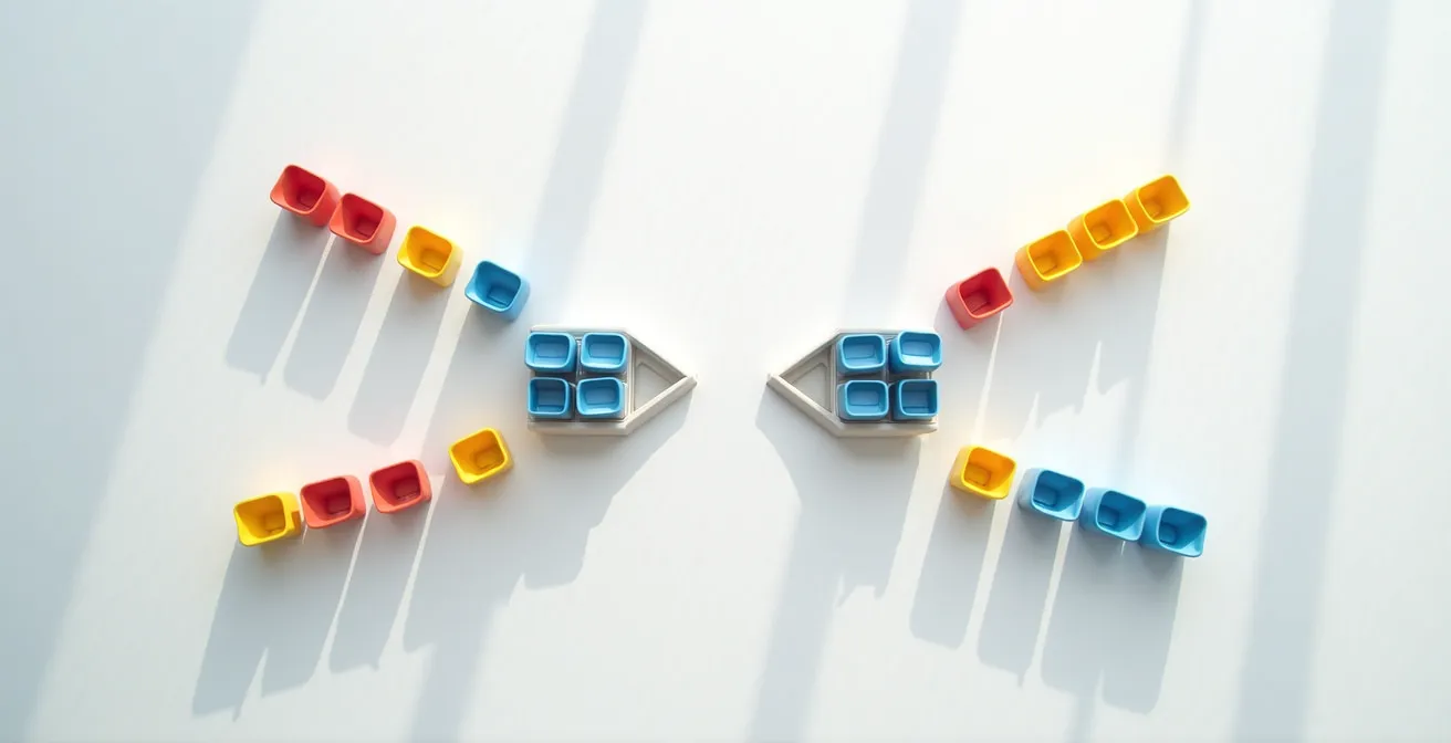 Abstract visualization of airplane seating layout with colored dots representing availability