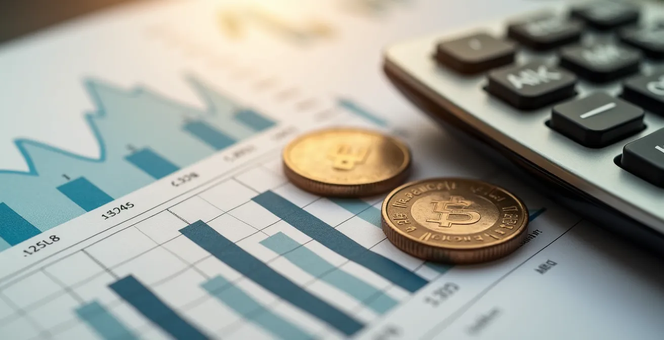 Financial analysis workspace with charts and a calculator, representing cash flow management.