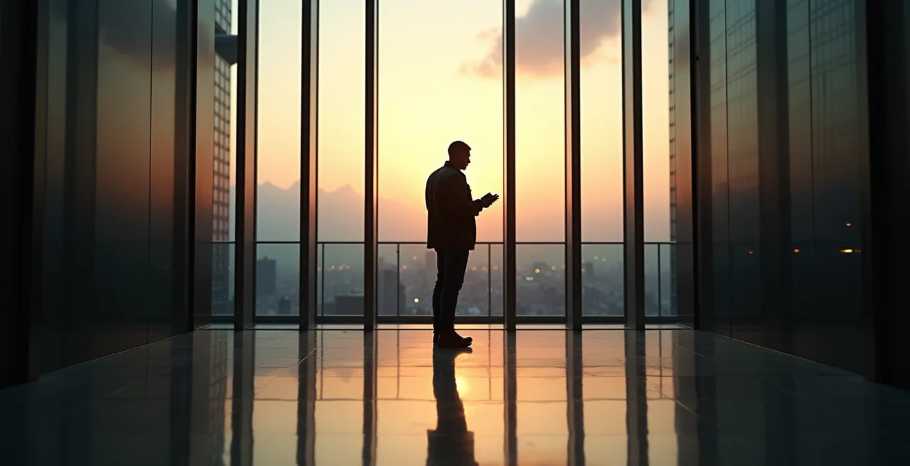 Founder presenting to investors with confident body language