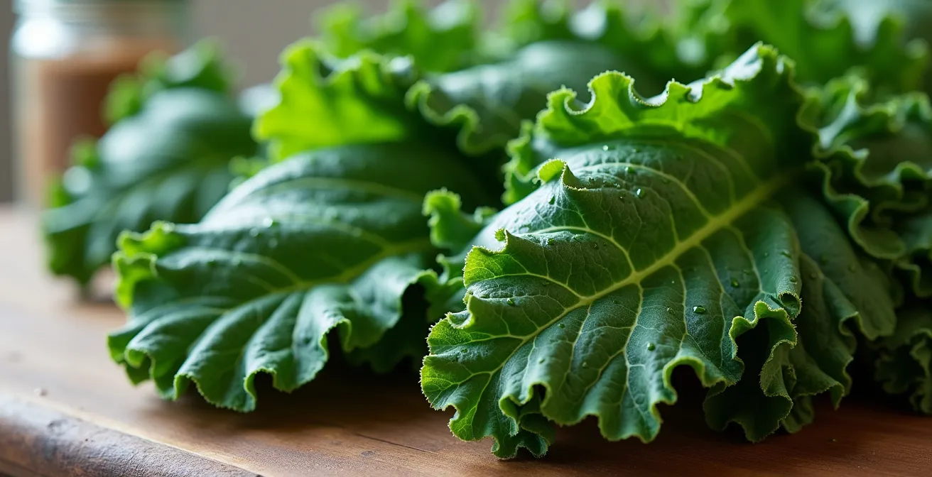 Close-up comparison of kale storage techniques showing vibrant green leaves