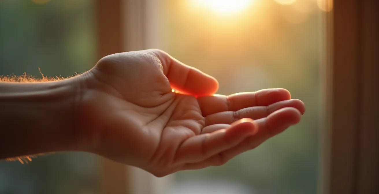 Person checking heart rate variability data in morning light