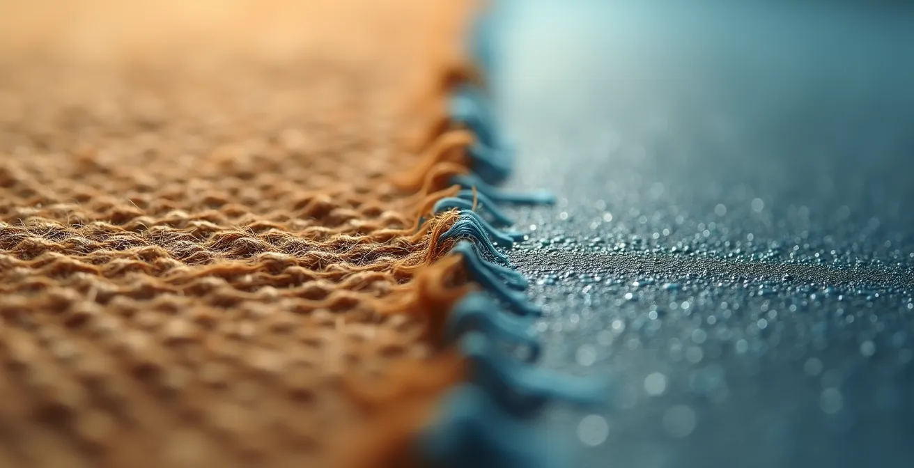 Extreme close-up comparison of product labels showing texture differences