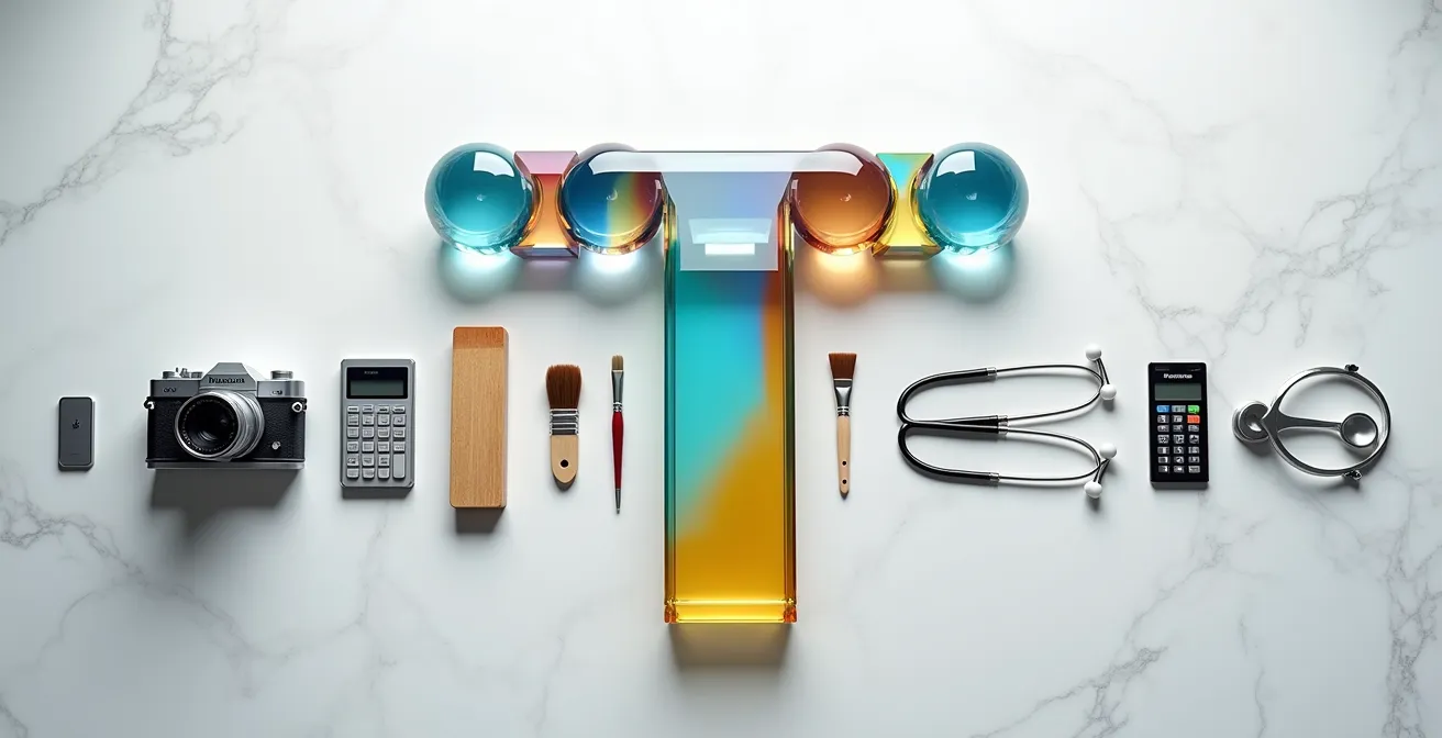 Abstract visualization of T-shaped learning model with broad base and deep specialization